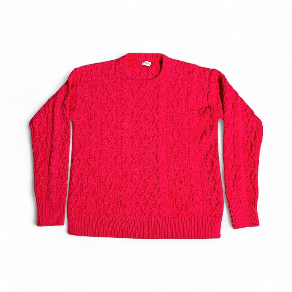 J.Crew Pink Cable Knit 100% Cotton Cable Knit Sweater oversized M  / True L